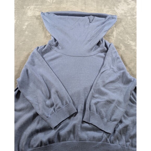 Dana Buchman Sweater Woman 2X Blue Cashmere Silk Cowl Neck Preppy Minimalist - Picture 4 of 9